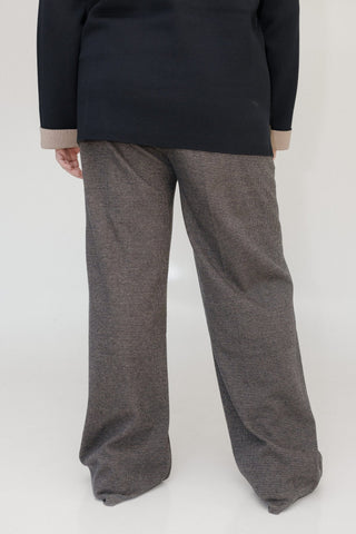 MICRO HOUNDSTOOTH DRESS PANTS WITH FRONT SEAM DETAIL - Love Marlow