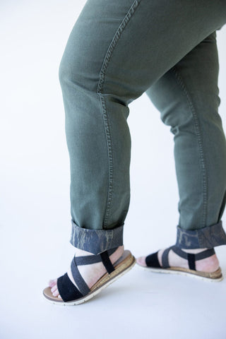 MID - RISE REVERSIBLE SKINNY JEAN IN SNAKE PRINT AND ARMY - Love Marlow