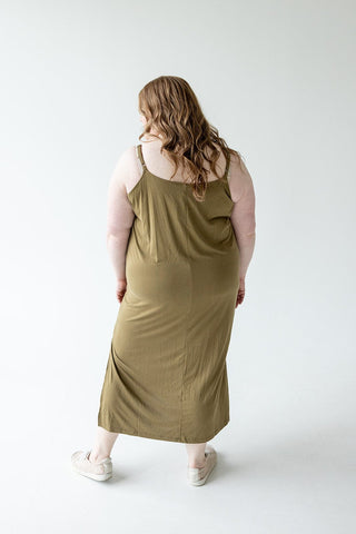 MIDI LENGTH SLIP DRESS IN ARMY - Love Marlow