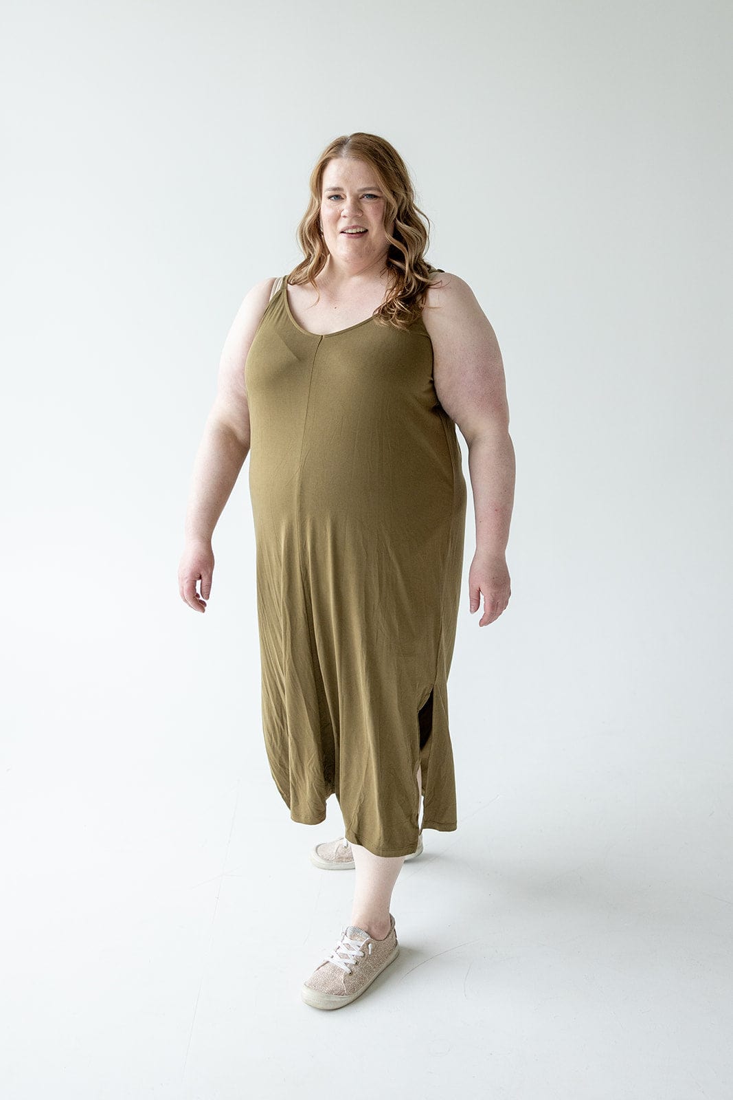 MIDI LENGTH SLIP DRESS IN ARMY - Love Marlow
