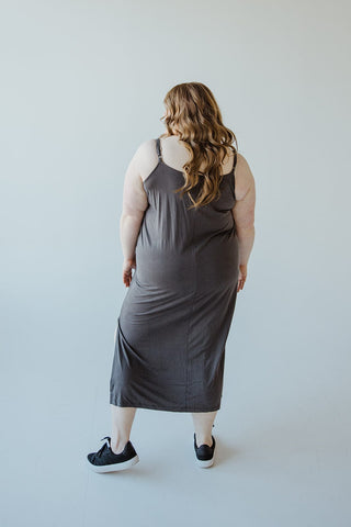 MIDI LENGTH SLIP DRESS IN ASH GREY - Love Marlow