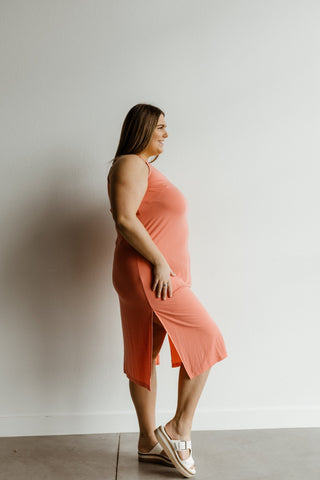 MIDI LENGTH SLIP DRESS IN CACTUS BLOSSOM - Love Marlow