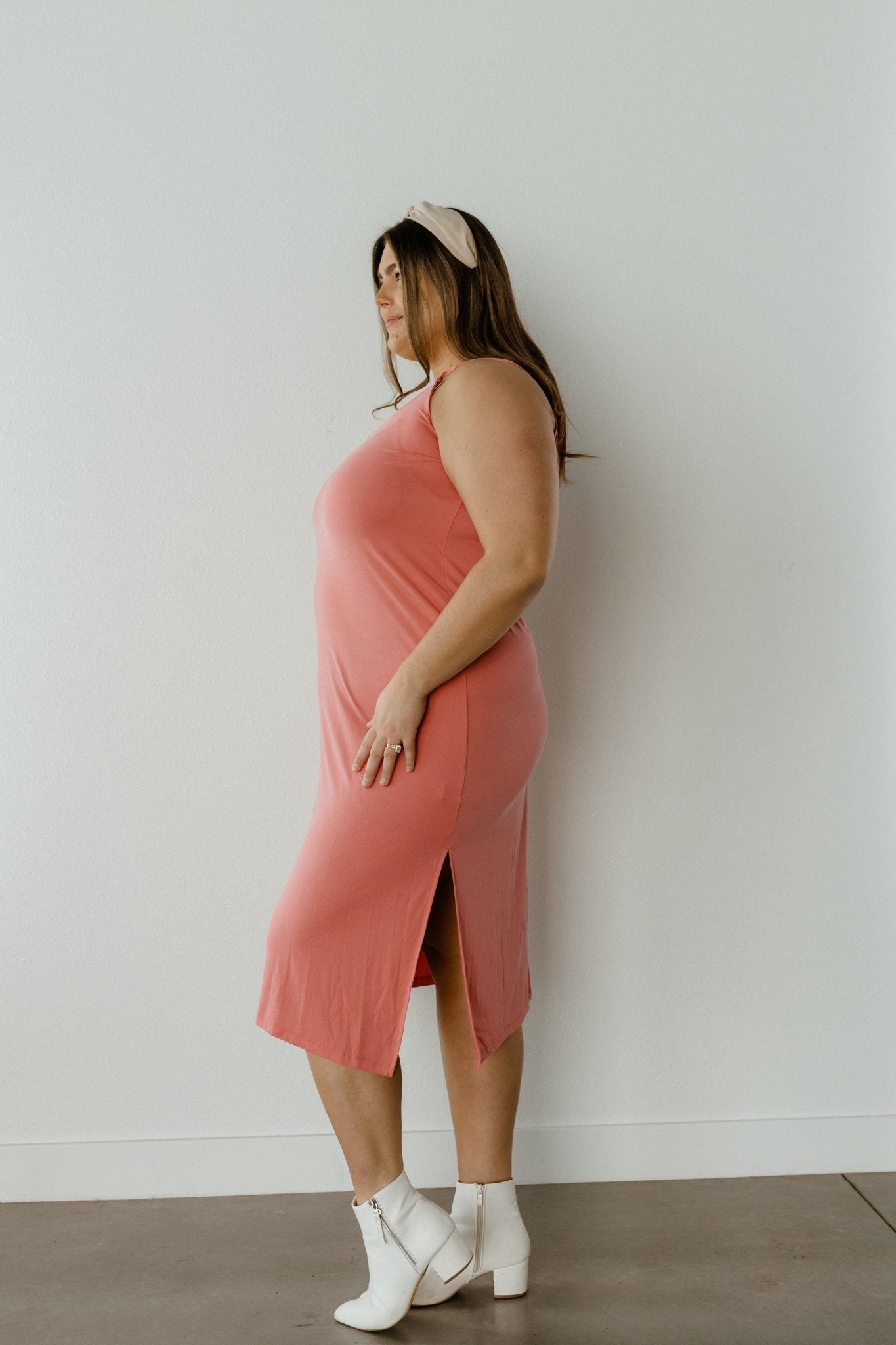 MIDI LENGTH SLIP DRESS IN SPICY CORAL - 2x - Love Marlow