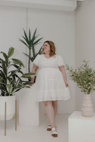 Midi - Length Tiered Flutter Sleeve Dress – Cotton - Love Marlow