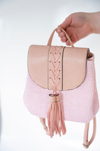 MINI WOVEN BACKPACK IN BALLET SLIPPER - Love Marlow
