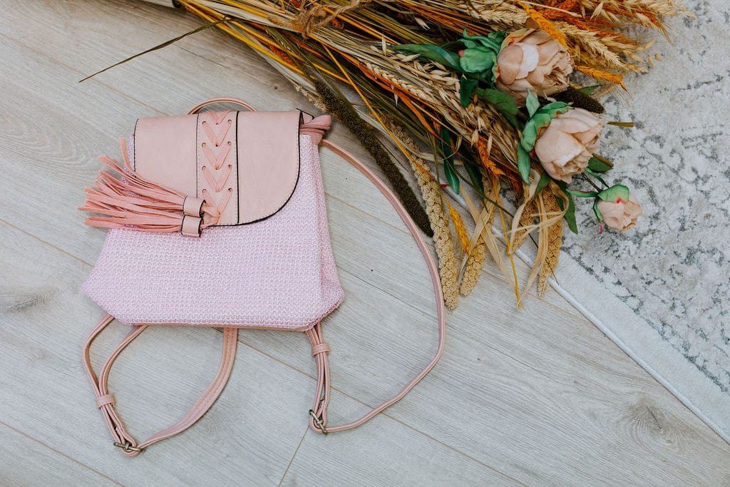 MINI WOVEN BACKPACK IN BALLET SLIPPER - Love Marlow