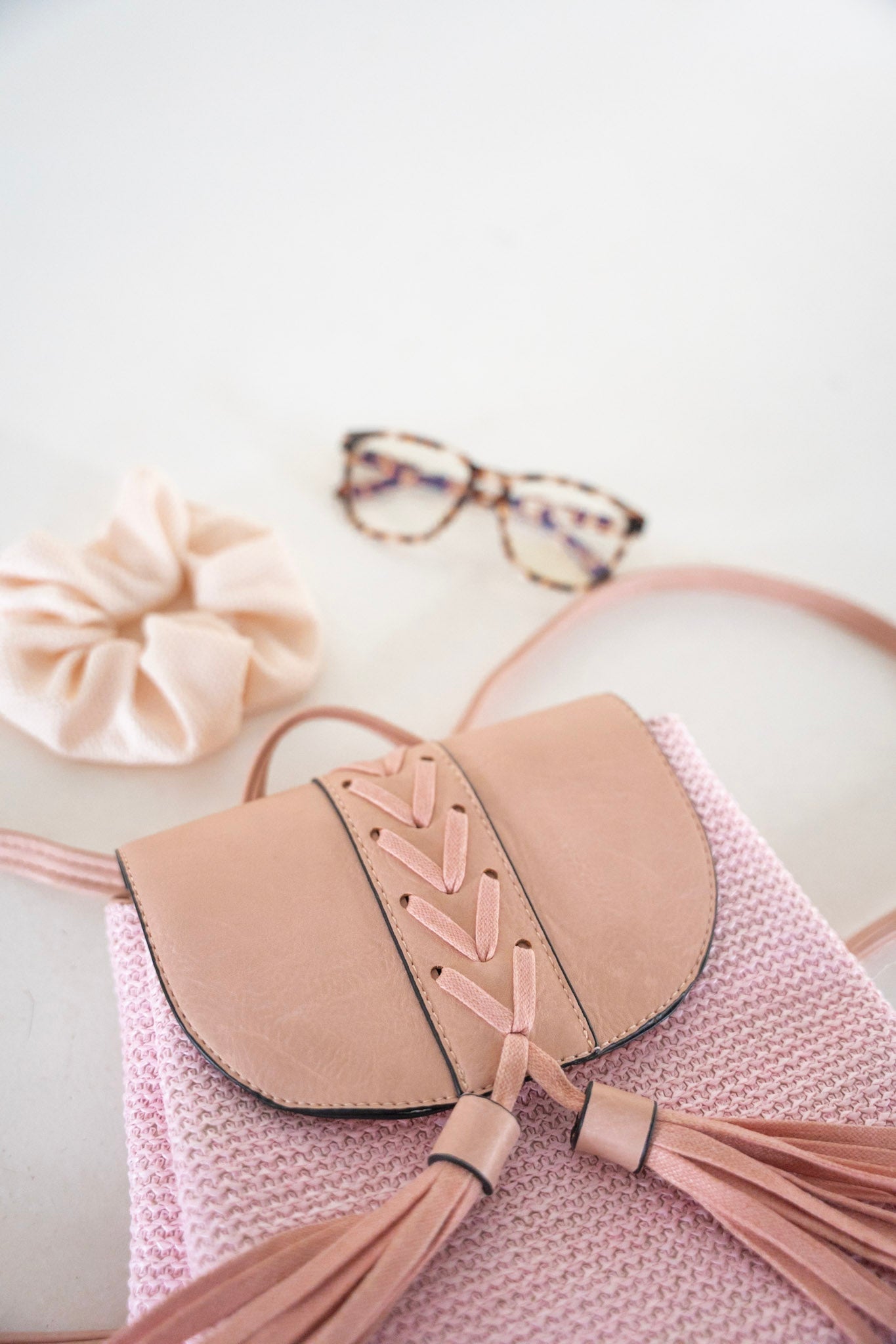 MINI WOVEN BACKPACK IN BALLET SLIPPER - Love Marlow