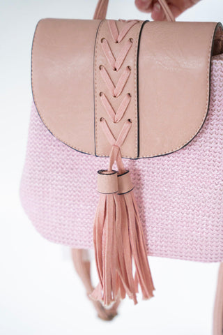 MINI WOVEN BACKPACK IN BALLET SLIPPER - Love Marlow