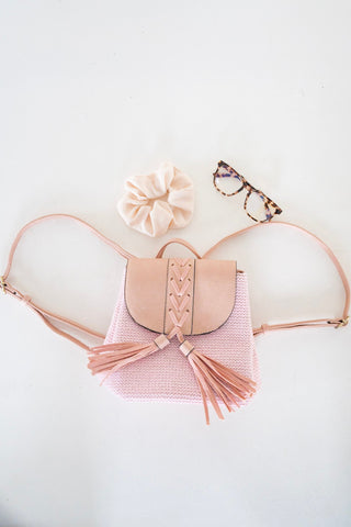 MINI WOVEN BACKPACK IN BALLET SLIPPER - Love Marlow