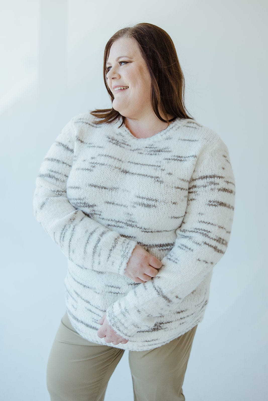 MIXED KNIT SWEATER IN NEUTRAL - 20 - Love Marlow