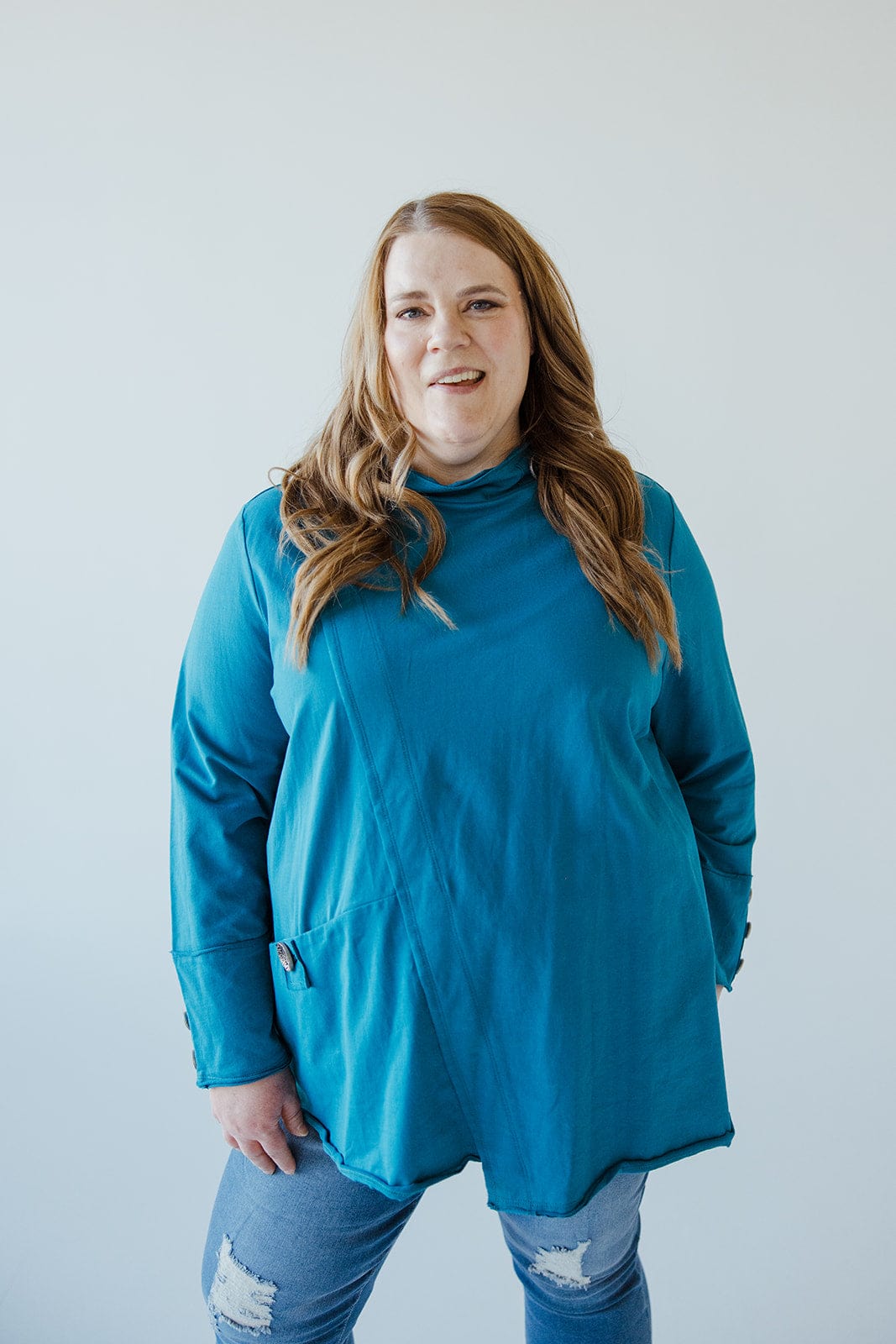 MOCK COWL NECK TEE IN BALI BLISS - Love Marlow