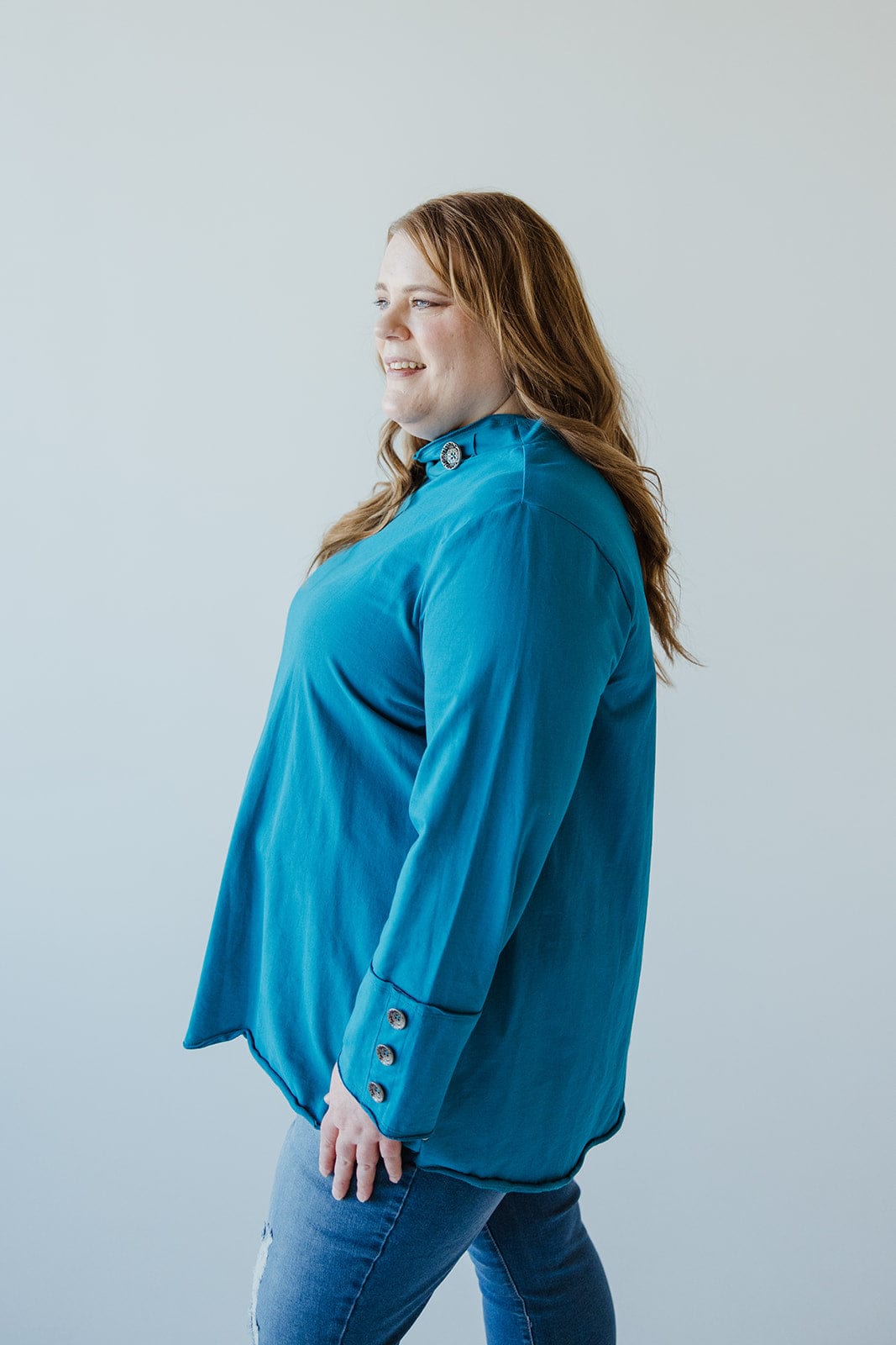 MOCK COWL NECK TEE IN BALI BLISS - Love Marlow