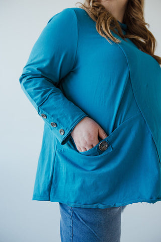 MOCK COWL NECK TEE IN BALI BLISS - Love Marlow