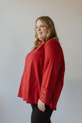 MOCK COWL NECK TEE IN SPICED CRANBERRY - L - Love Marlow