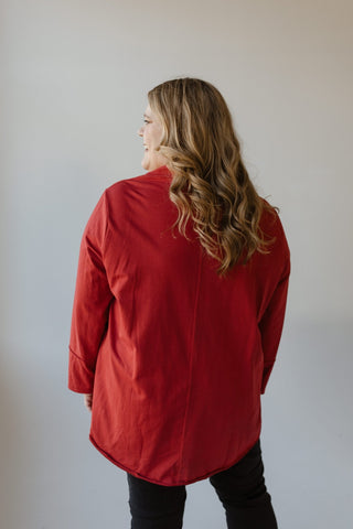 MOCK COWL NECK TEE IN SPICED CRANBERRY - L - Love Marlow
