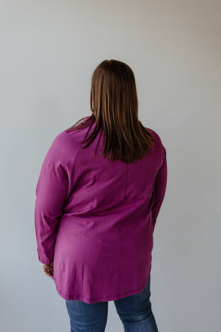 MOCK COWL NECK TUNIC WITH EMPIRE WAIST SEAM IN WINTER ORCHID - Love Marlow