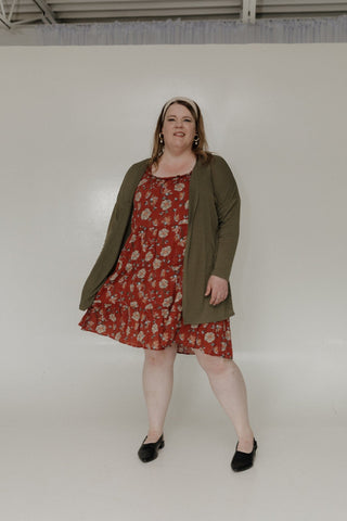 MOSS GREEN OPEN FRONT DOLMAN SLEEVE CARDIGAN - Love Marlow
