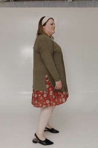 MOSS GREEN OPEN FRONT DOLMAN SLEEVE CARDIGAN - Love Marlow