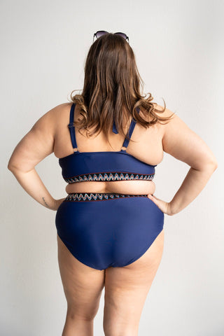 Navy Boho Embroidered Wrap Bikini - Love Marlow