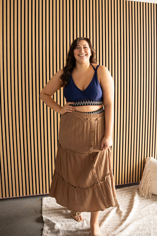 Navy Boho Embroidered Wrap Bikini - Love Marlow