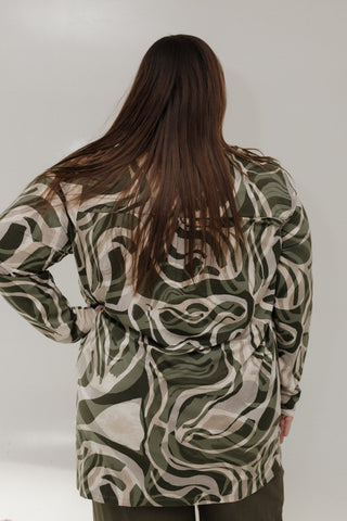 Olive Swirl V - Neck Tunic Tee – Long Sleeve - Love Marlow