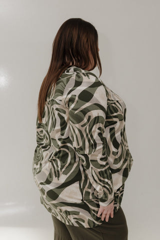 Olive Swirl V - Neck Tunic Tee – Long Sleeve - Love Marlow