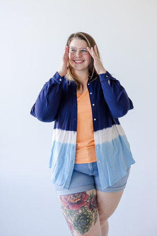 OMBRE BUTTON - UP BLOUSE - Love Marlow