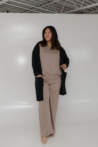 Open Front Half Ribbed Cardigan – Dark Navy - Love Marlow