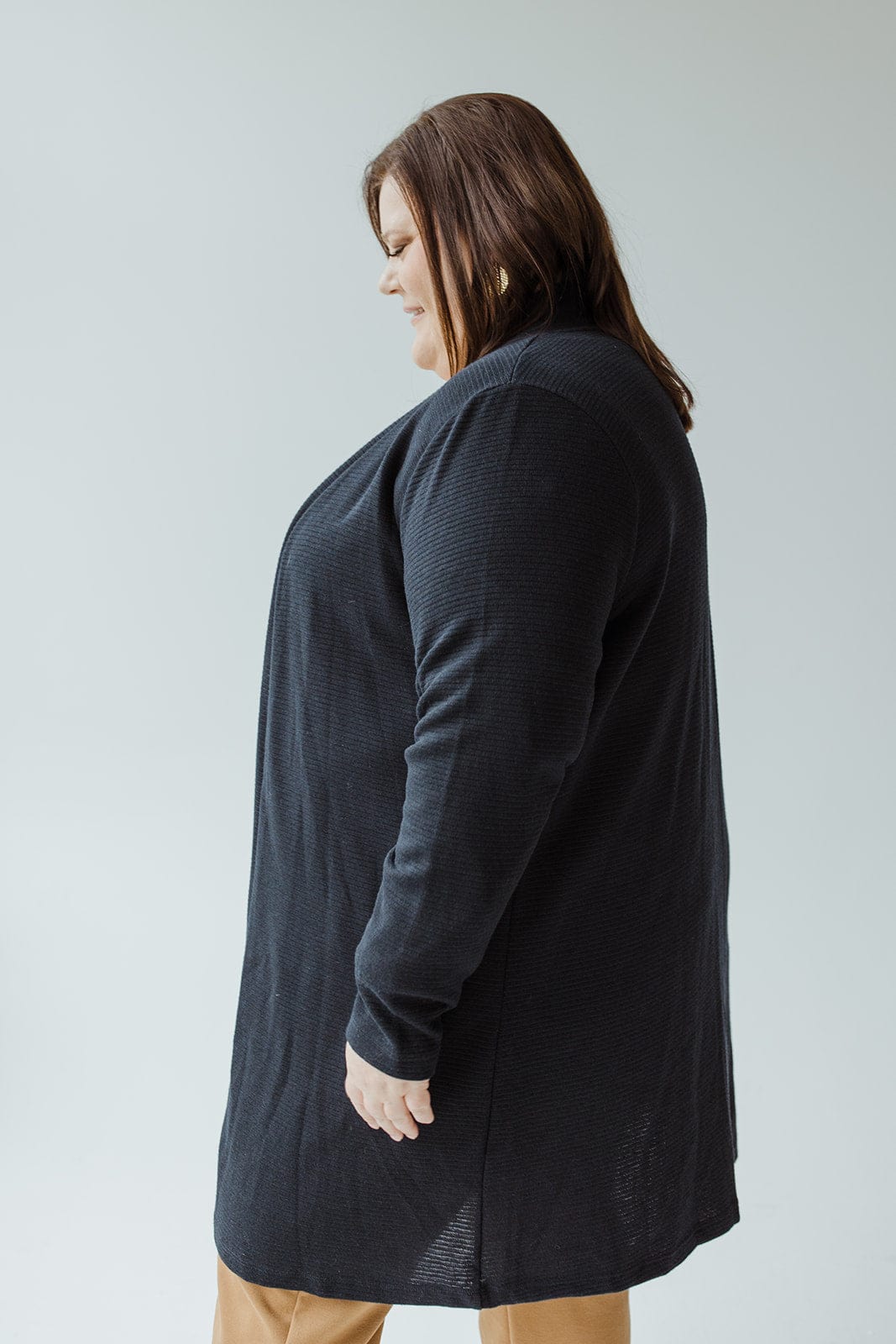 OPEN FRONT HORIZONTAL TEXTURED CARDIGAN IN MIDNIGHT NAVY - Love Marlow