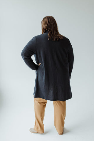OPEN FRONT HORIZONTAL TEXTURED CARDIGAN IN MIDNIGHT NAVY - Love Marlow