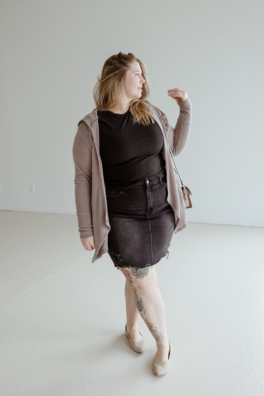 OPEN FRONT THERMAL CARDIGAN IN LATTE - Love Marlow