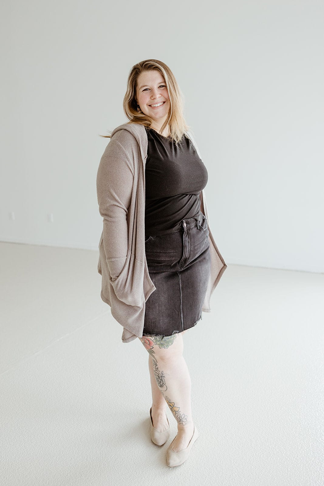 OPEN FRONT THERMAL CARDIGAN IN LATTE - Love Marlow