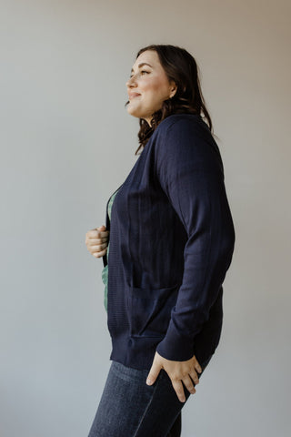 OPEN KNIT CARDIGAN IN NAVY - Love Marlow