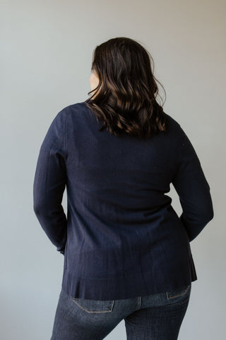 OPEN KNIT CARDIGAN IN NAVY - Love Marlow