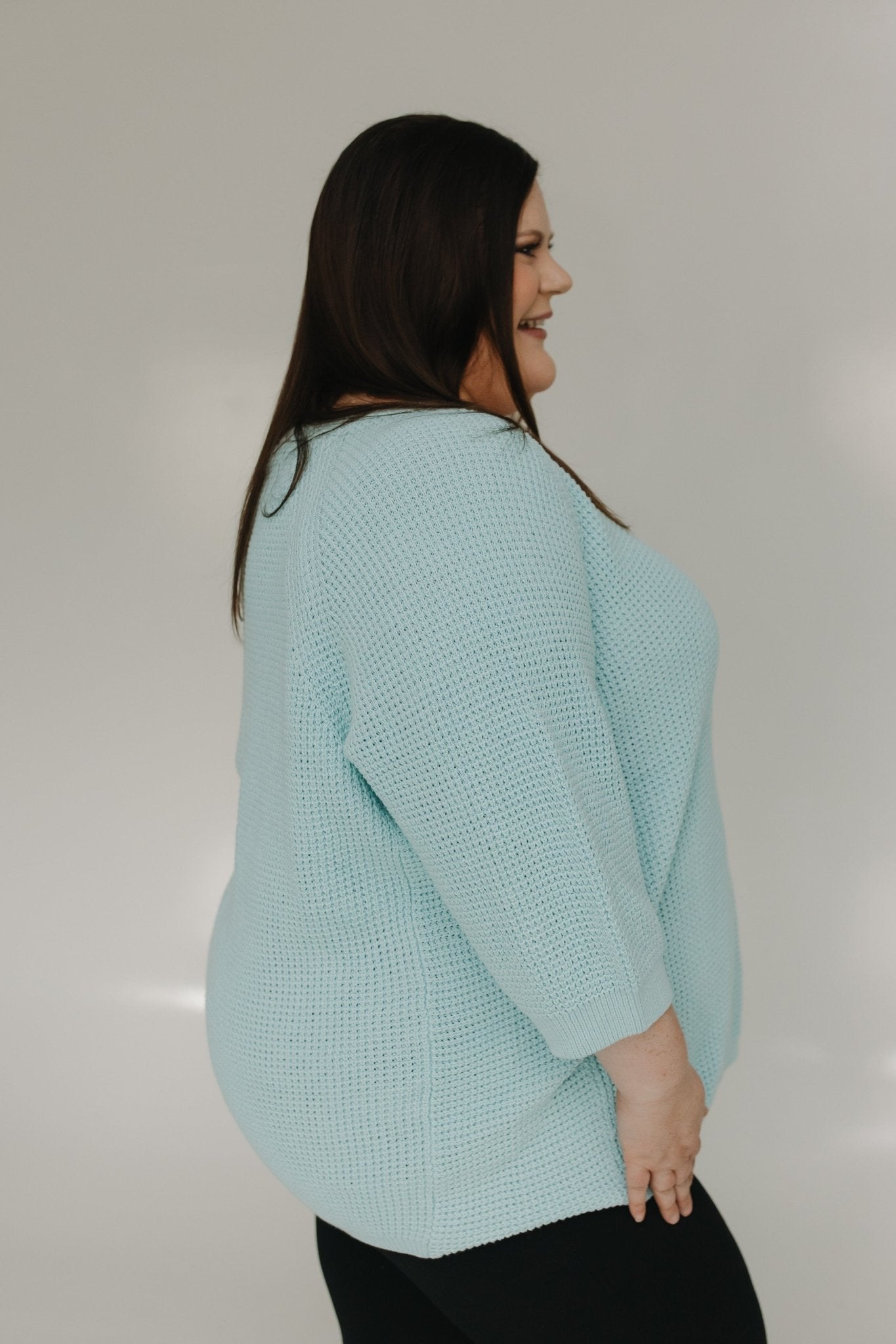 OPEN WEAVE SWEATER IN BEACH GLASS - Love Marlow