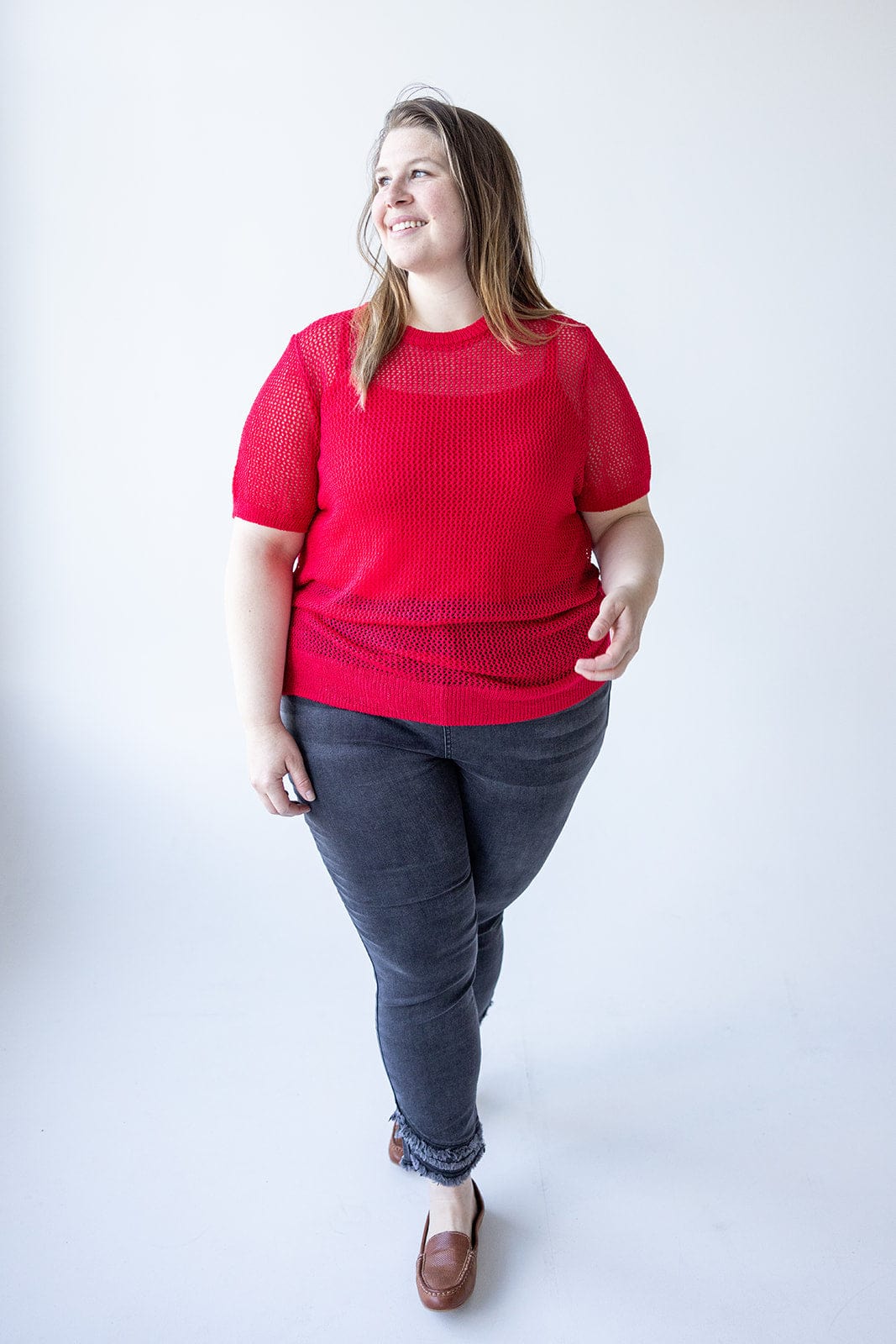 OPEN WEAVE SWEATER IN CALIENTE - Love Marlow