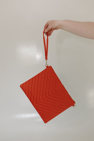 ORANGE QUILTED LAPTOP SLEEVE CROSSBODY FAUX LEATHER WITH GOLD CHAIN STRAP LIGHTWEIGHT & STYLISH - Love Marlow