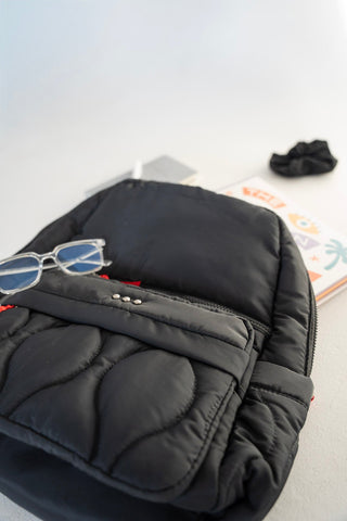 Organized Puffer Nylon Backpack in Black - Love Marlow