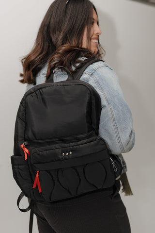 Organized Puffer Nylon Backpack in Black - Love Marlow