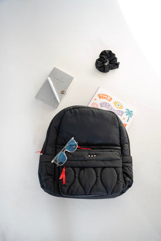 Organized Puffer Nylon Backpack in Black - Love Marlow