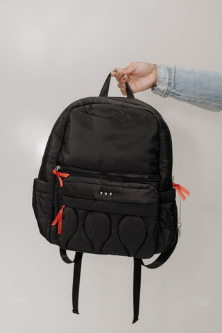 Organized Puffer Nylon Backpack in Black - Love Marlow