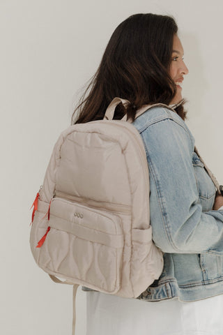 Organized Puffer Nylon Backpack in Sand - Love Marlow
