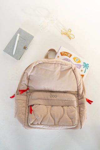 Organized Puffer Nylon Backpack in Sand - Love Marlow