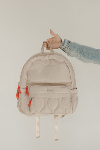 Organized Puffer Nylon Backpack in Sand - Love Marlow