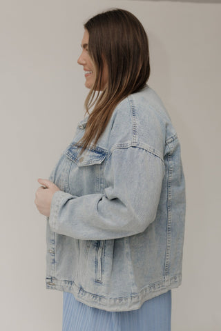 Oversized Boyfriend Jean Jacket – Light Wash - Love Marlow
