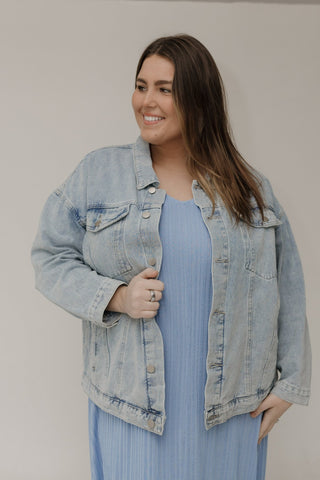 Oversized Boyfriend Jean Jacket – Light Wash - Love Marlow
