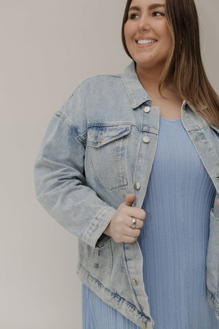 Oversized Boyfriend Jean Jacket – Light Wash - Love Marlow