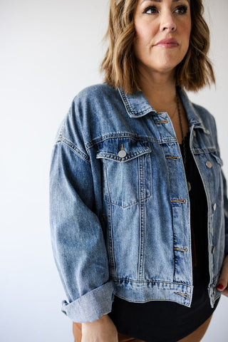 OVERSIZED CROPPED DENIM JACKET - 4x - Love Marlow