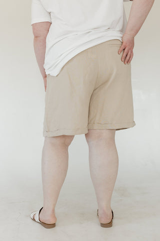 Paperbag Waist Linen Bermuda Shorts - Love Marlow
