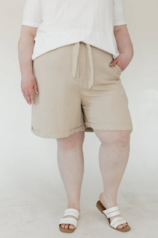 Paperbag Waist Linen Bermuda Shorts - Love Marlow